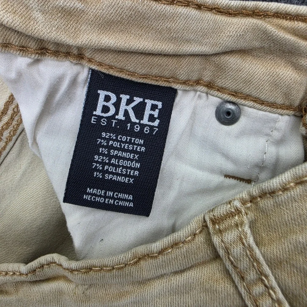 Buckle BKE Jake Straight Pants Men 33x32 Tan Khaki Stretch Regular Fit Mid Rise